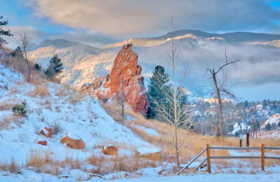 View of Red Rock Canyon during snow