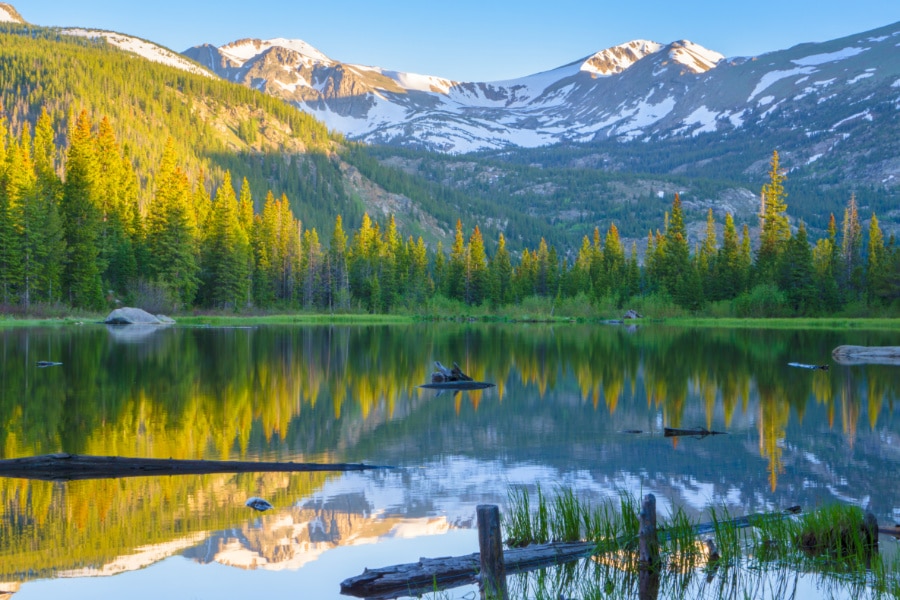 View of sunrise on Lost Lake near Nederland