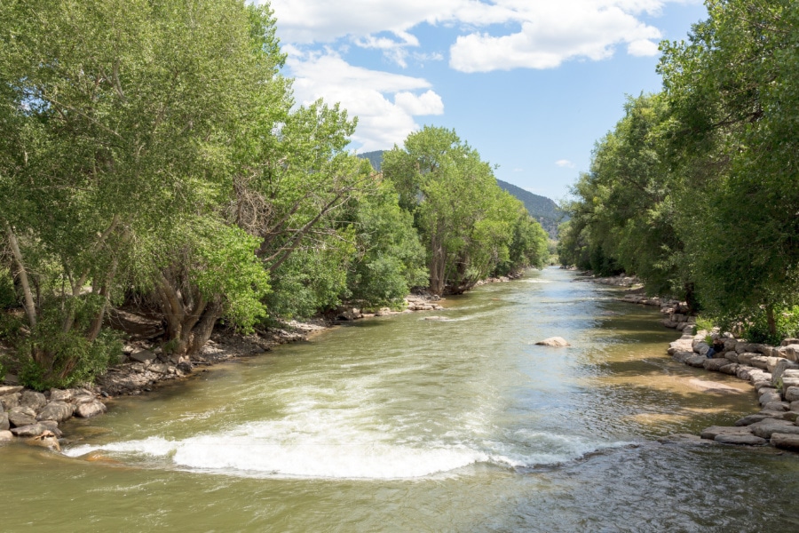 View of the Arkansas River between trees