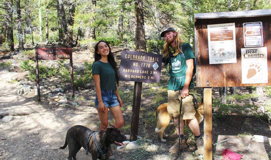 The author and her husband with their dog in Colorado Trail