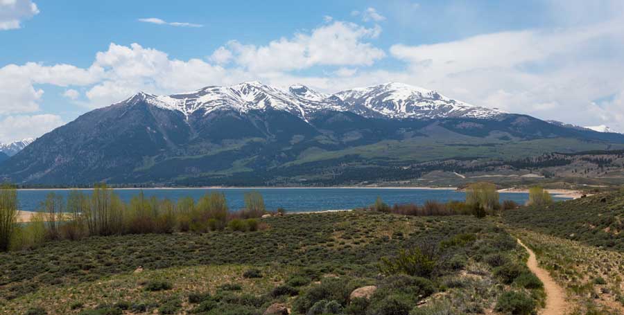 The snowy Mount Elbert from afar