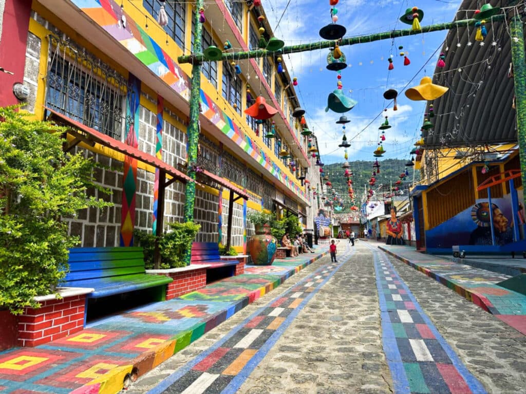 View of the colorful 5th Ave in San Juan La Laguna
