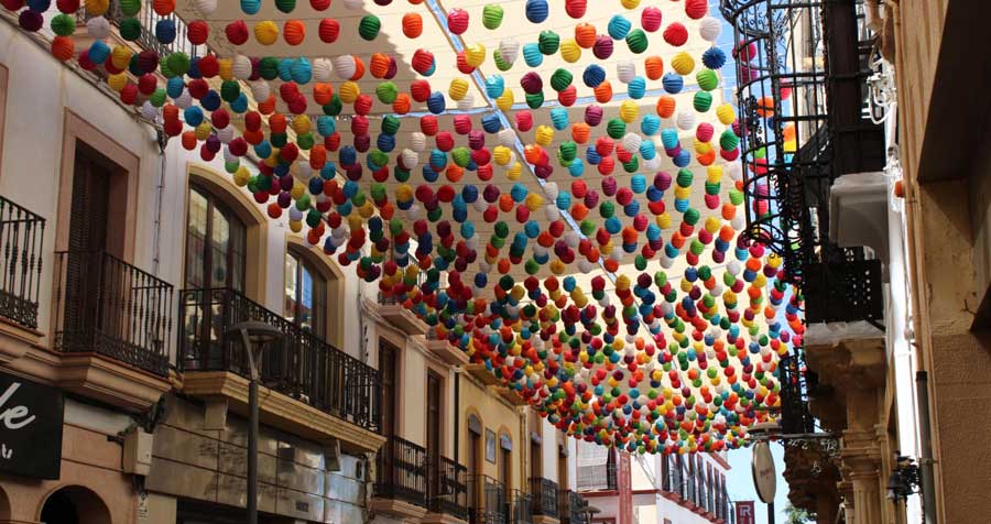 Colorful decorations on a street