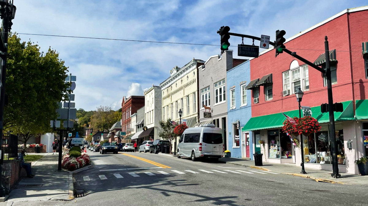 View of the colorful buildings at Downtown Lewisburg
