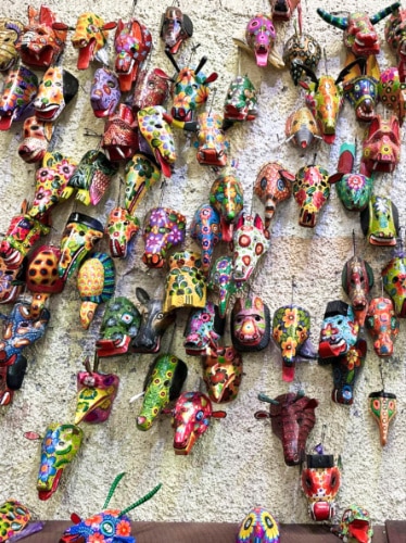 View of the colorful masks displayed at Nim P’ot Market