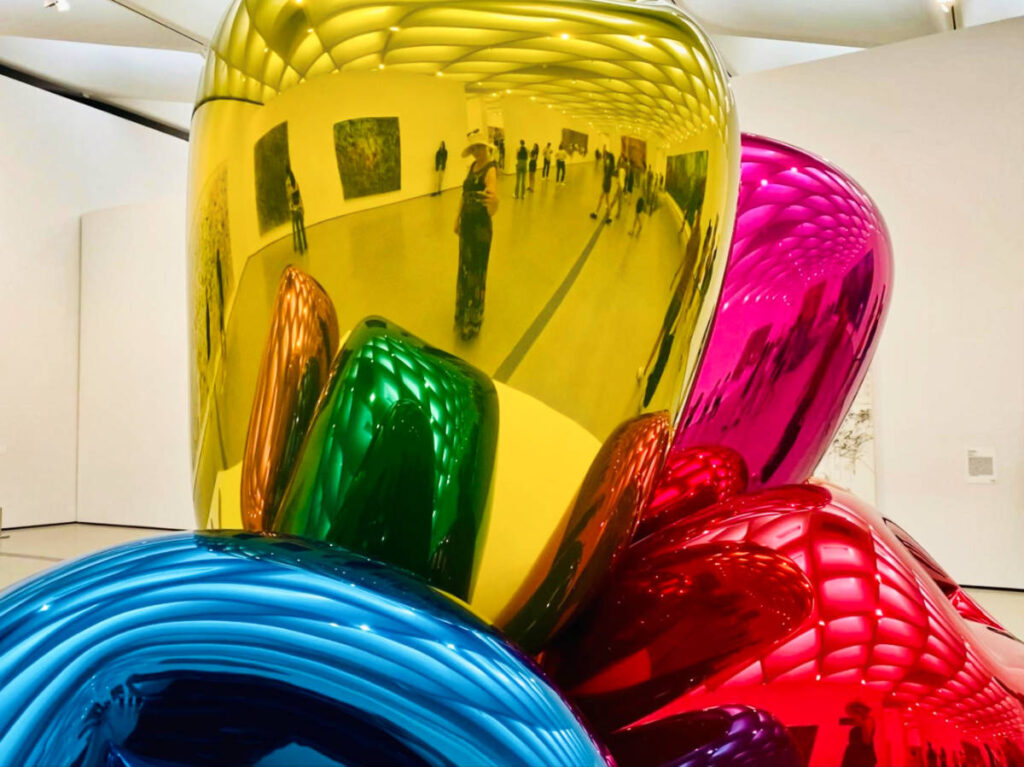 Closeup look of the colorful sculpture at The Broad