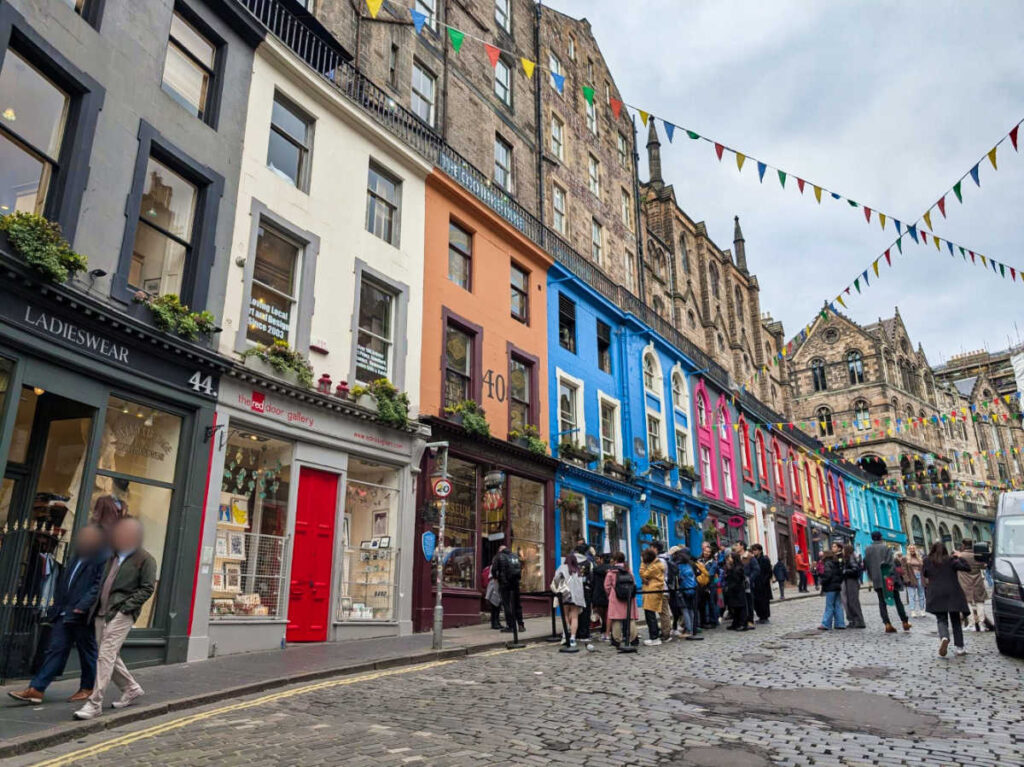 View of the colorful buildings along the Victoria Street