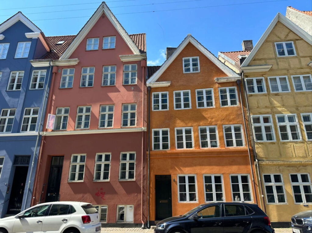 A row of colorful houses in Copenhagen