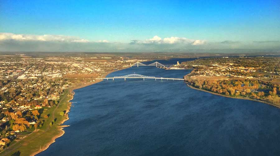 Aerial view of the Columbia River in Washington