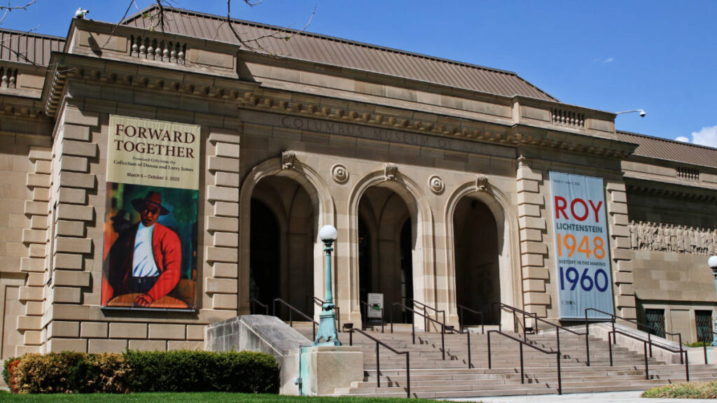 Clear blue sky over the Columbus Museum of Art building in Ohio
