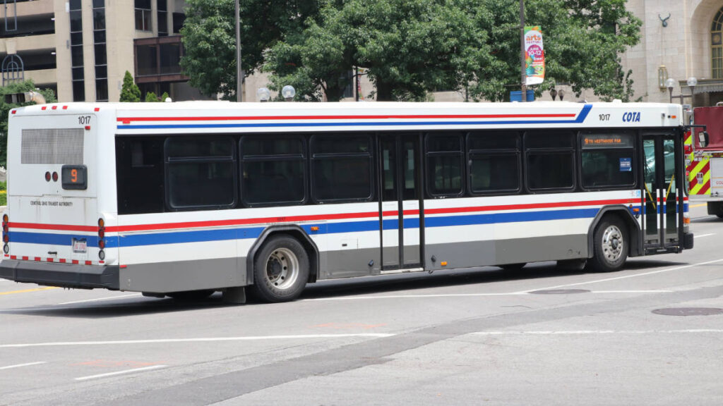 View of a public bus in Columbus, Ohio