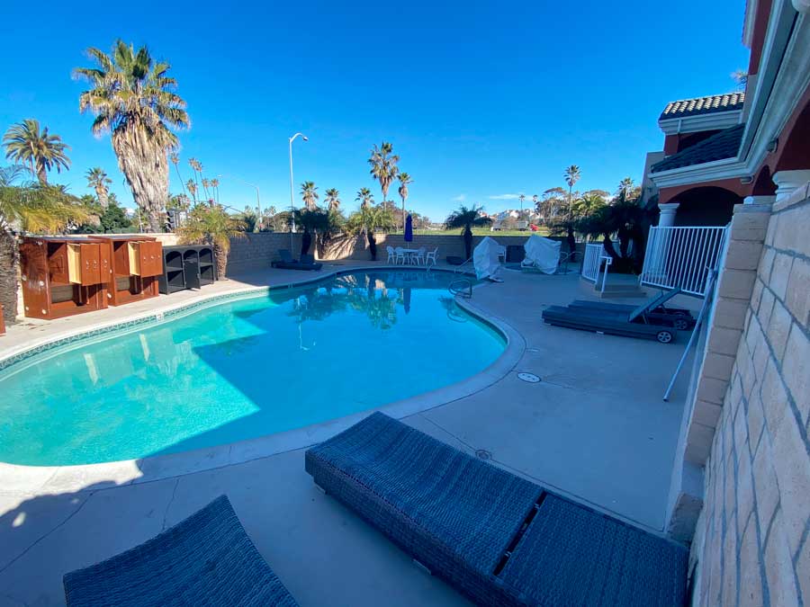 View of the pool area in Comfort Suites in Oceanside