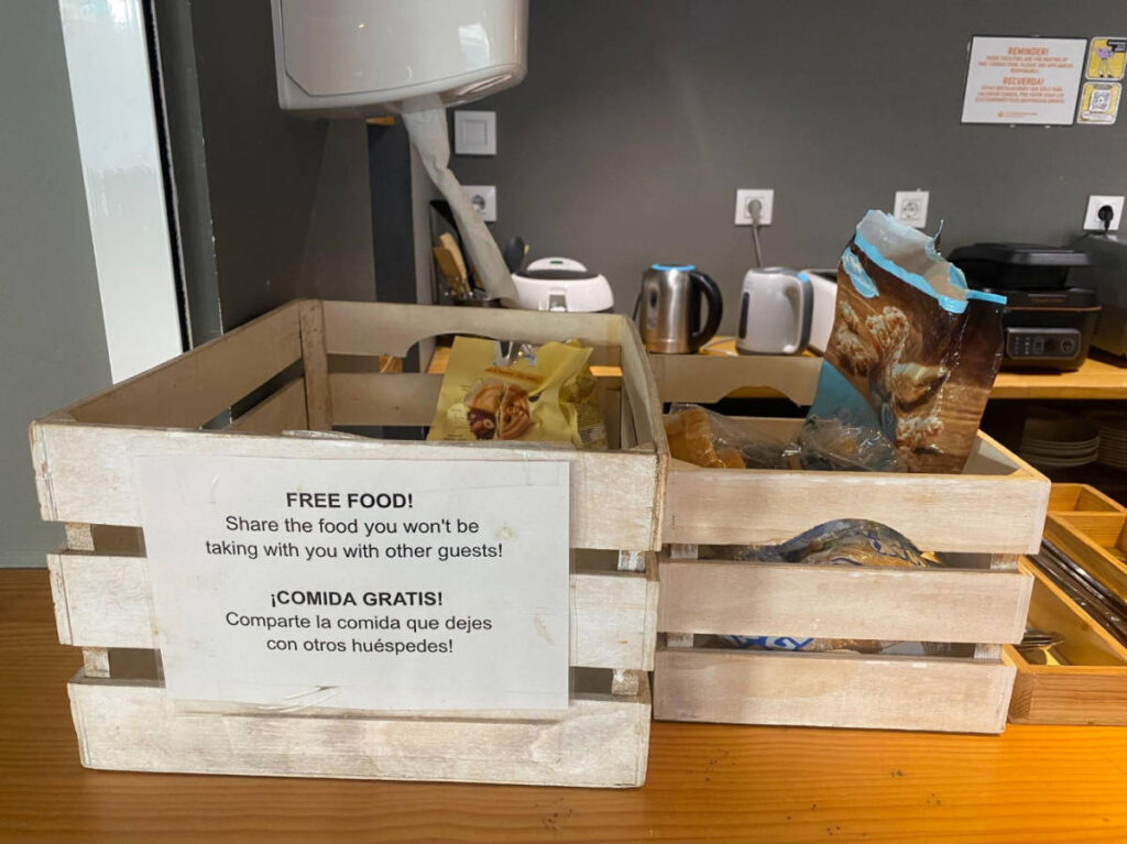 Boxes containing communal foods