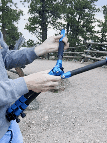 A demonstration of folding the compact tripod