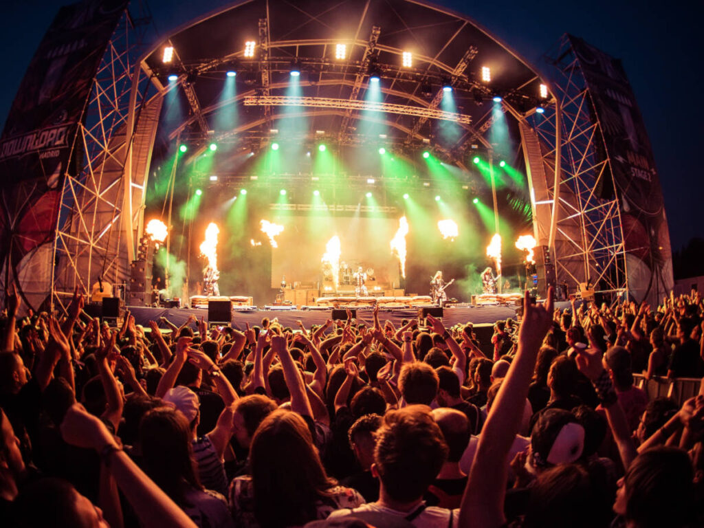 People enjoying their night during a concert in Madrid