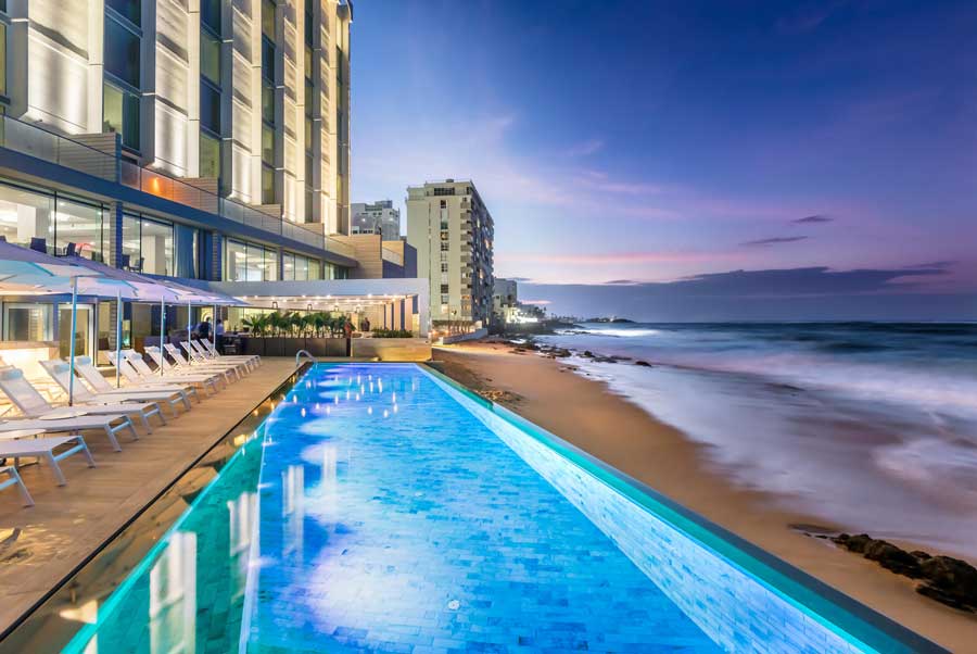View from the infinity room during dusk in Condado Ocean Club
