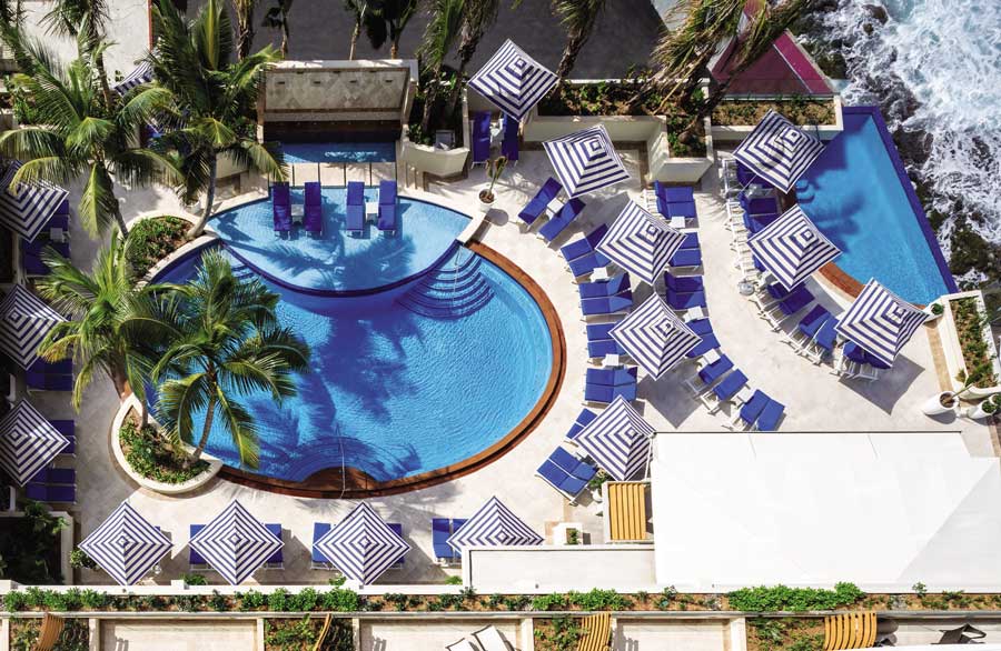 Aerial view of the pool area in Condado Vanderbilt Hotel