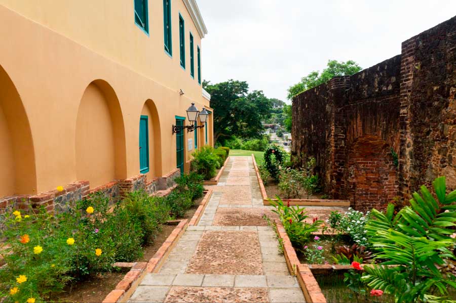 View of a path walk with plants alongside it in Conde Mirasol Museum