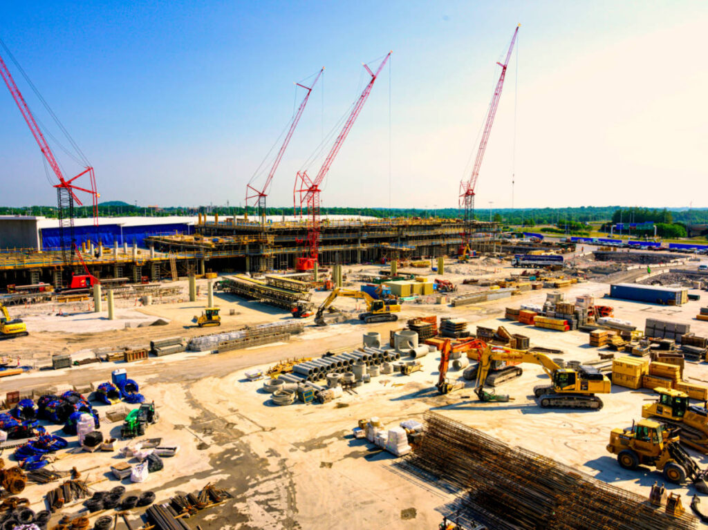 Overlooking view of the construction at the Nashville Airport