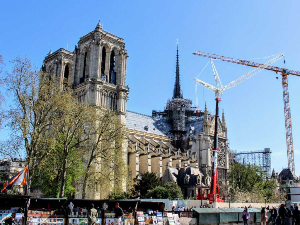 The construction of Notre Dame Cathedral from the outside
