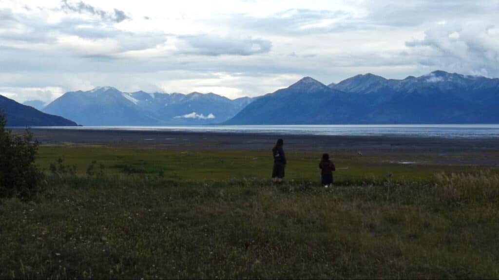 People admiring the Cook Inlet from a distance