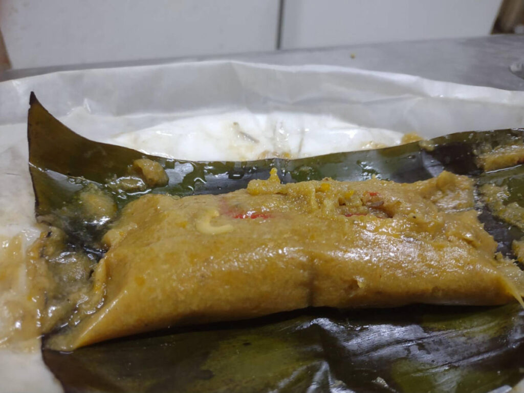 Closeup look of the cooked pasteles