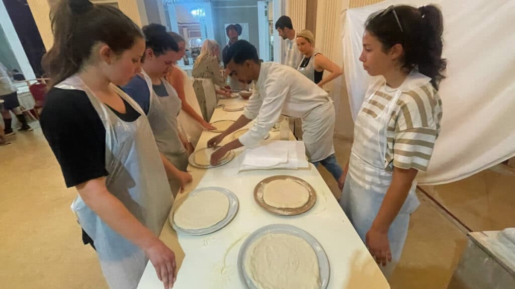 View of the people at the pizza-making class