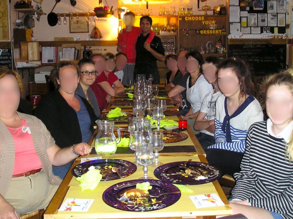 Author Catherine during a Cooking class with Chef Andrea