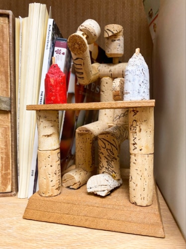 A cork art display at Sonoma County Wine Library