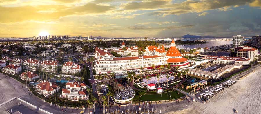 Aerial view of the Hotel del Coronado