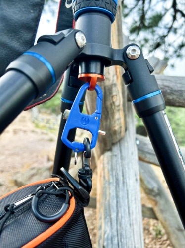 View of the include tool as a counterweight hanger of 3 Legged Thing Punks Corey 2.0 Tripod