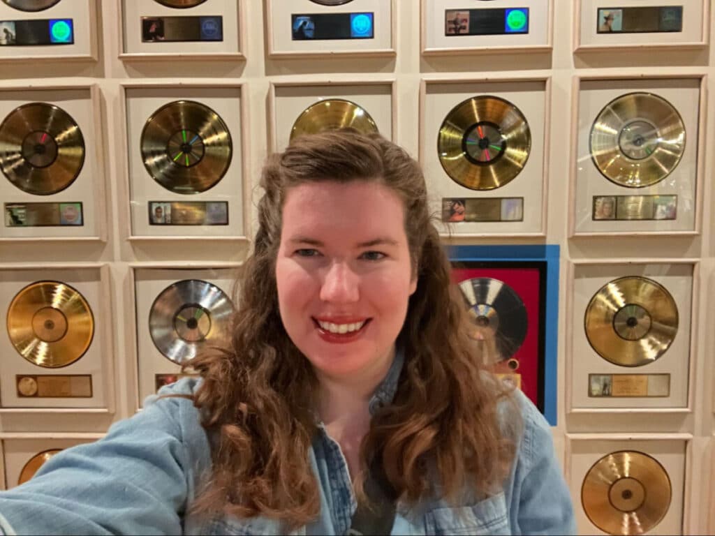 Elizabeth at the Country Music Hall of Fame record wall