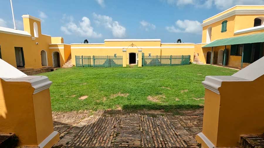 The courtyard under the clear blue sky in Fort Christiansvaern