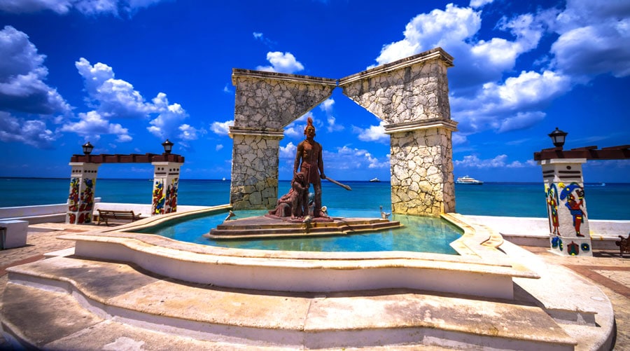 Seaside monument to Gonzalo Guerrero along the Malecon