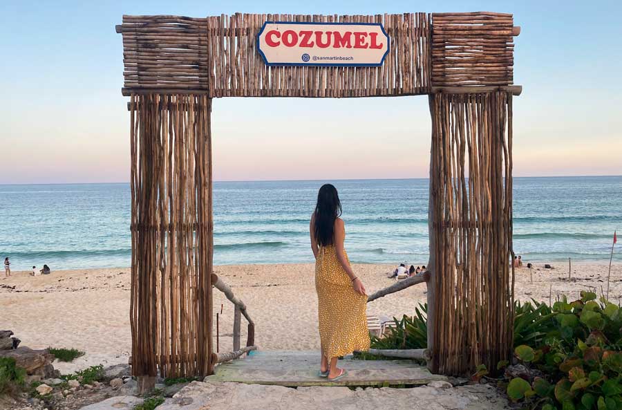 Clara posing for a photo in Cozumel