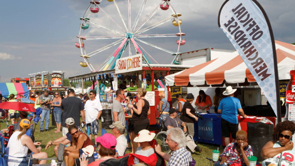 View of people during the Crawfish Festival in Breaux Bridge