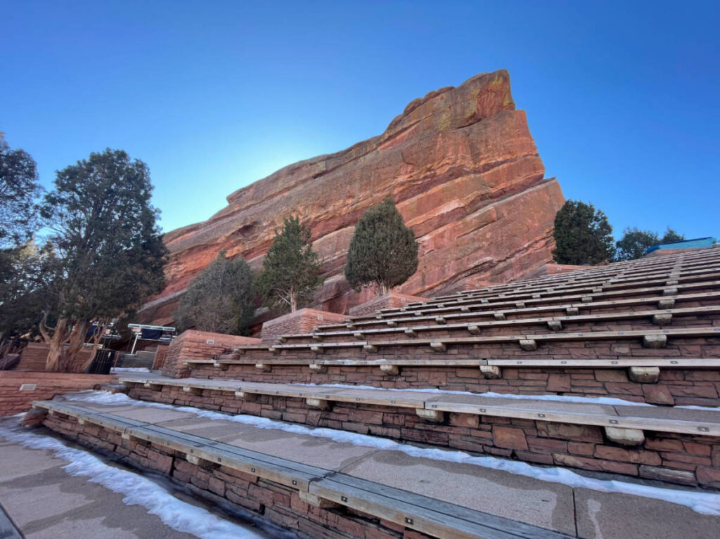 Clear blue sky over the Creation Rock after a winter snow