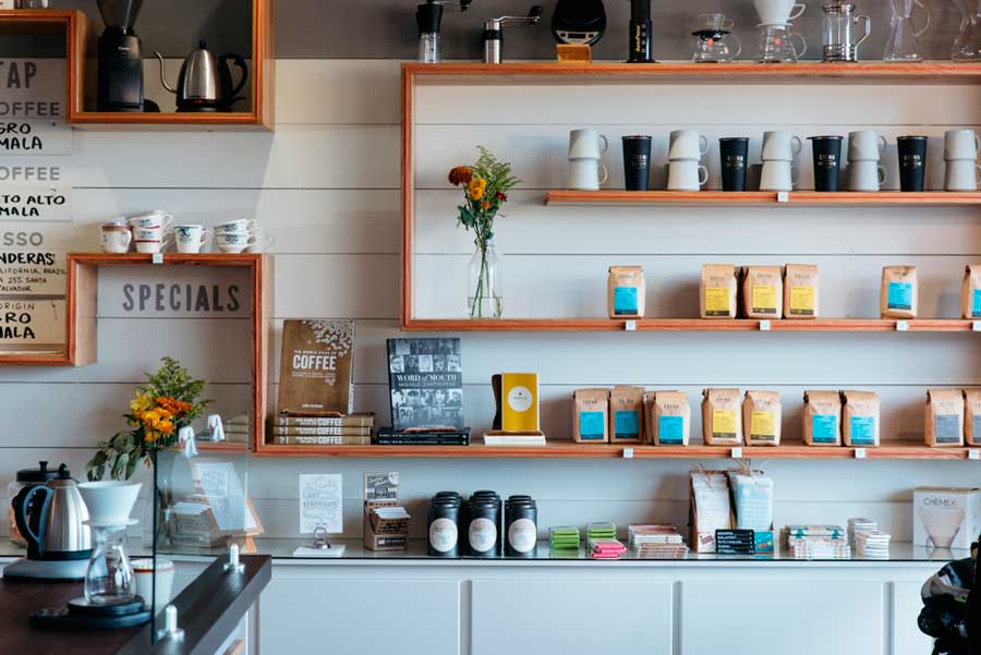 View from the inside of Crema Coffee Roasters