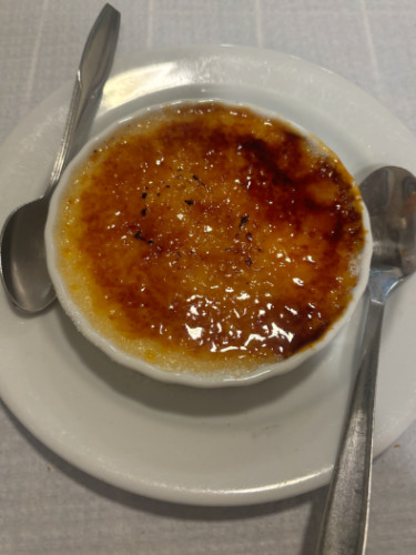 A bowl of Creme Brulee from Casa Dias
