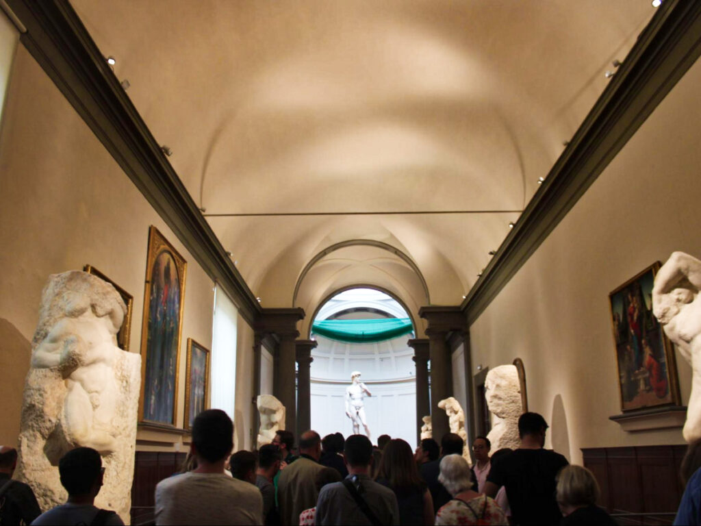 View of the crowd near the statue of David