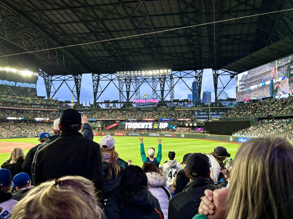 The crowd watching a game at the T Mobile Park