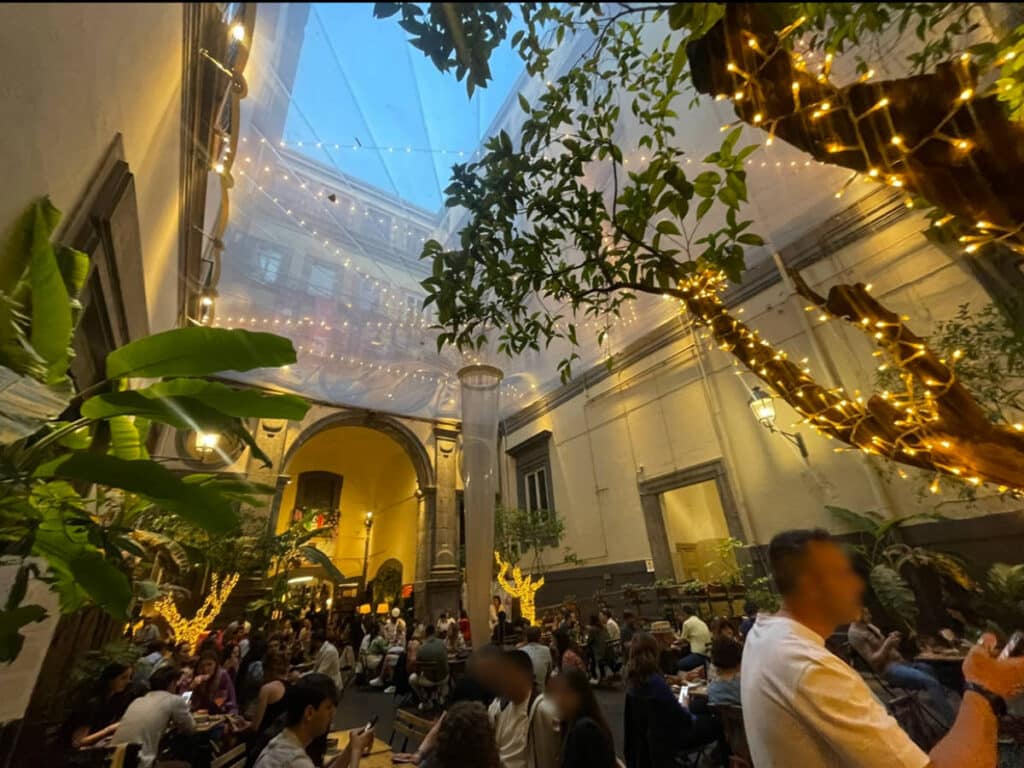 View of the people chilling at the Barrio Botanico