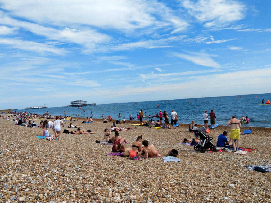 View of the people enjoying at the Brighton Beach