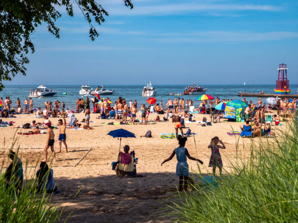 Crowd enjoying their day during summer season at the Kathy Osterman Beach