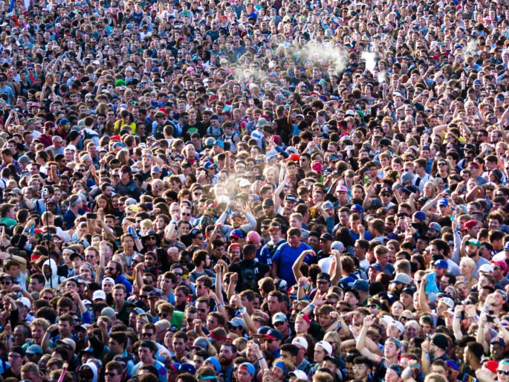Aerial view of the crowd at the Lollapalooza event