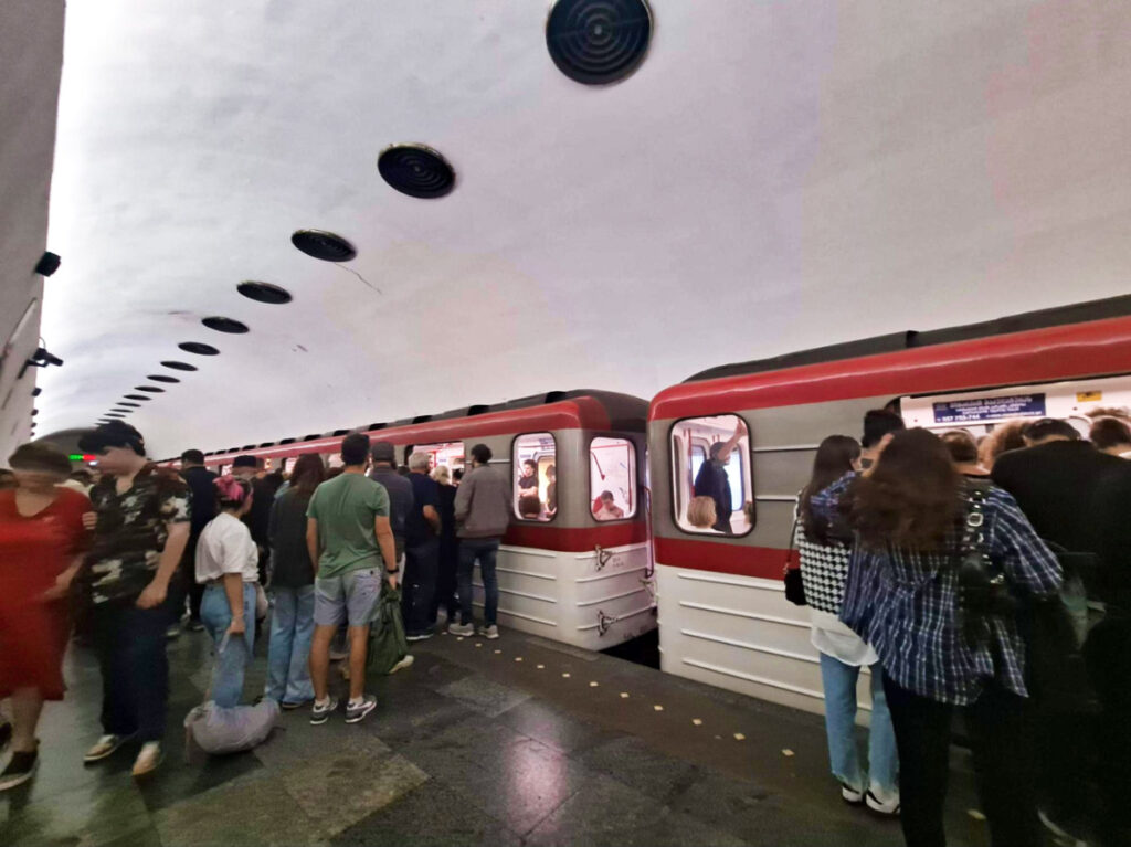 View of the people Waiting for the metro in Tbilisi