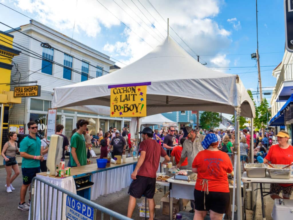 View of the crowd at the booth of The New Orleans Po Boy Festival