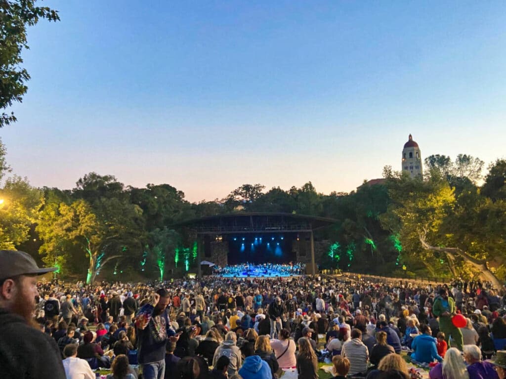 View of the crowd watching a concert at The Stanford Theater