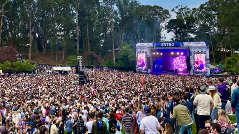 The crowd enjoying the The Sutro stage at Outside Lands in Golden Gate Park