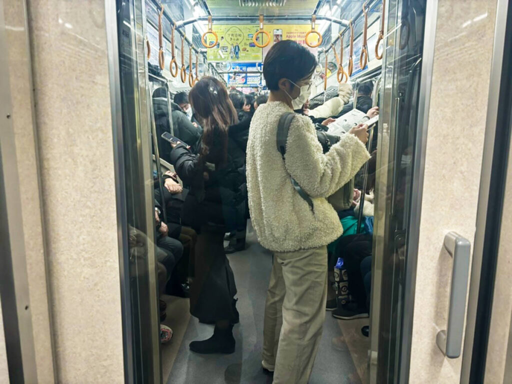 View of the crowded train in Japan